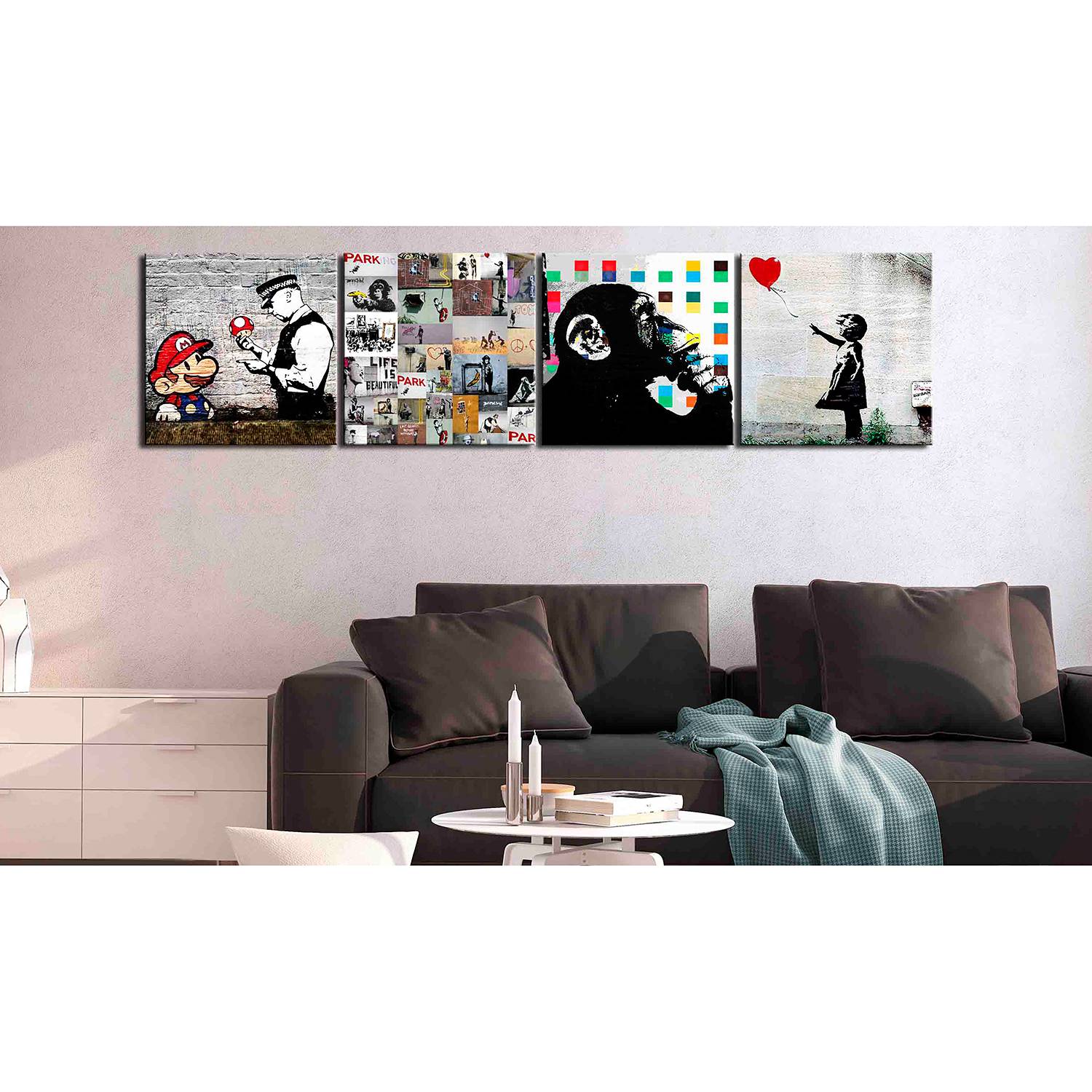 Wandbild (Banksy) Collage (4-teilig) von Artgeist