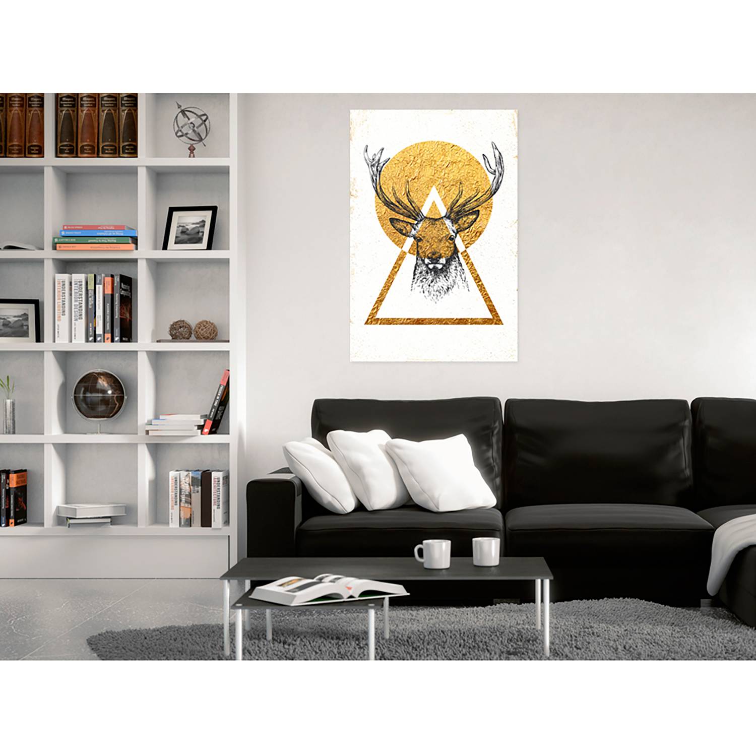 Wandbild Mein Haus Goldener Hirsch von Artgeist