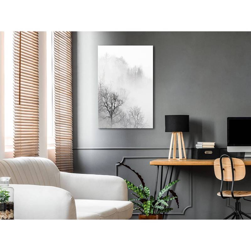 home24 Wandbild Trees In The Fog Leinen Grau 40 x 60cm von home24
