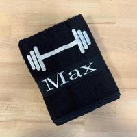 Handtuch Mit Name Und Hantel Motiv Personalisierte Geschenk Zum Geburtstag Sporttuch Personalisiert Nützliche Geschenkidee von ArthiDesign