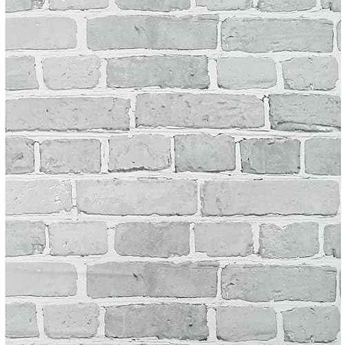 Arthome 44cmx10m Klebefolie Möbel Grau Stein Ziegel Tapete,Abziehen und Aufkleben Selbstklebende Tapete, Wandverkleidung aus Kunststoffplatten Vinyl Wrap Film für Küche Kamin Backsplash von Arthome WALL DECOR