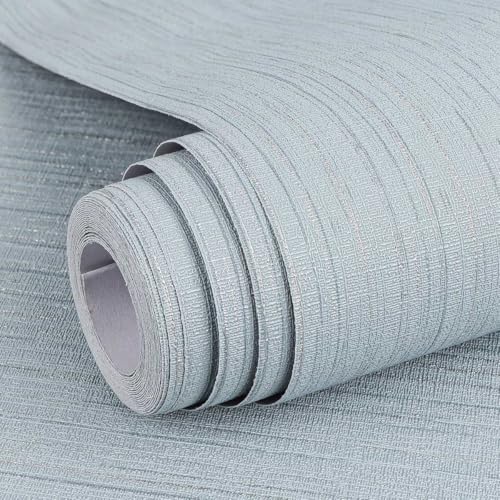 Arthome Abziehen und Aufkleben Klebefolie 60cmx10m Grastuch Strukturiert Tapete Selbstklebende und Abnehmbare Folie Für Schlafzimmer Wohnzimmer Kabinett Wandverkleidung Zum Aufkleben(Grau Blau） von Arthome WALL DECOR