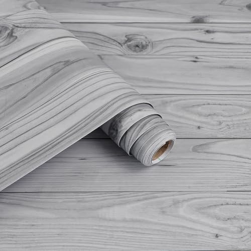 Arthome Abziehen und Aufkleben Möbelfolie Grau Holz,40cmx6m natürliche Holz Maserung Tapete Rustikal Selbstklebend Abnehmbar Wasserdicht Vinyl Wrap Klebefolie für Möbel von Arthome WALL DECOR