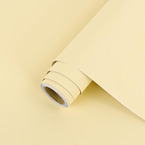 Arthome Abziehen und Aufkleben Tapete,44cmx6m Beige Gelb Matte Klebefolie Möbel,Selbstklebendes Dekoratives Vinyl Papier für Arbeitsplatte,Schrank,Tisch,Regale,Möbel Renovieren von Arthome WALL DECOR