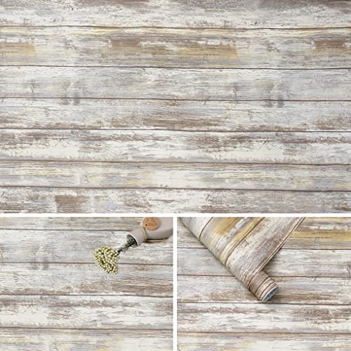 Arthome Klebefolie Rustikales Holzoptik Selbstklebende Tapete,30x254cm Grau Holz Papier, Dekoratives Vinyl für Möbel Küche Arbeitsplatte Schränke Möbel Tische Wand Vintage DIY Wandverkleidung von Arthome WALL DECOR