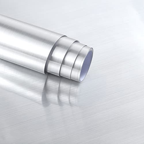 Arthome Gebürstetes Silber Klebefolie Möbel Tapete,40cmx3m Selbstklebende Tapete Wasserdichtes PVC Vinyl Möbelfolie, Klebefolie Papier für Möbelabdeckung, Arbeitsplatte, Küche, Regalauskleidung Arthome Gebürstetes Silber Klebefolie Möbel Tapete,40cmx3m Selbstklebende Tapete Wasserdichtes PVC Vinyl Möbelfolie, Klebefolie Papier für Möbelabdeckung, Arbeitsplatte, Küche, Regalauskleidung von Arthome WALL DECOR
