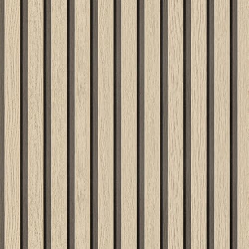 Arthome Holzoptik Lamelle Tapete Selbstklebende Abnehmbar Abziehen und Aufkleben Klebefolie 44cmx6m Vinyl Dekorative Holzstreifen Maserung Papier für Möbel Leicht reinigen(Eiche Holz) von Arthome WALL DECOR
