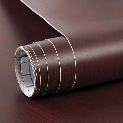 Arthome Rot Braune Holz Abziehen und Aufkleben Tapete,40cmx10m Natürliche Holz Maserung Möbelfolie Rustikal Selbstklebend Abnehmbar Wasserdicht Holz Vinyl Wrap Klebefolie für Möbel von Arthome WALL DECOR
