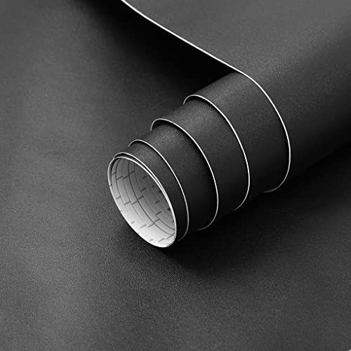 Arthome Schwarz Matt 60cmx5m Klebefolie Möbel, Abziehen und Aufkleben Selbstklebende Tapete Dekorative Vinyl möbelfolie für Möbel Küche Schränke Tische Wand Modern DIY Wandverkleidung von Arthome WALL DECOR