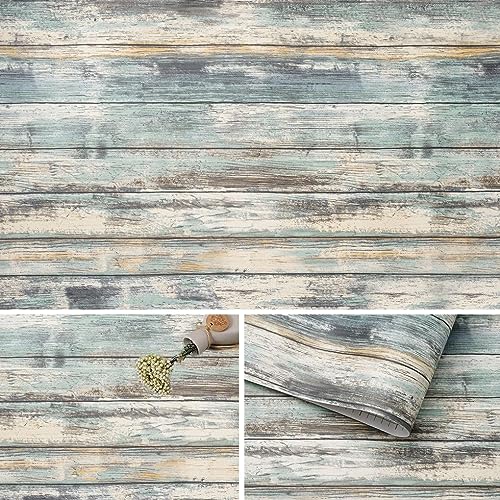 Arthome Klebefolie Rustikales Holzoptik Selbstklebende Tapete,44cmx6m Blau Holz Papier,Dekoratives Vinyl für Möbel Küche Arbeitsplatte Schränke Möbel Tische Wand Vintage DIY Wandverkleidung von Arthome WALL DECOR