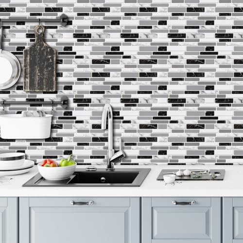 Arthome Tapete Graue Marmor Mosaik Ziegel Selbstklebend 44cmx10m Abziehen und Aufkleben Möbelfolie Klebefolie für Schränke und Schubladen Vinyl Wasserdicht Dekoratives folie Abnehmbar von Arthome WALL DECOR