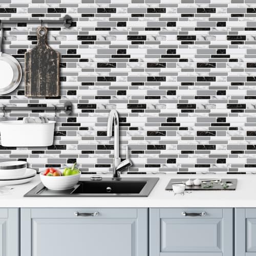 Arthome Tapete Graue Marmor Mosaik Ziegel Selbstklebend 44cmx3m Abziehen und Aufkleben Möbelfolie Klebefolie für Schränke und Schubladen Vinyl Wasserdicht Dekoratives folie Abnehmbar von Arthome WALL DECOR