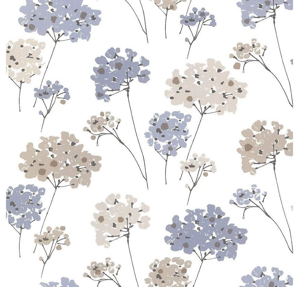 Arthouse Papiertapete 907500 Anya Floral Blue, glatt, botanisch, Papiertapete mit Blumenmuster von Arthouse