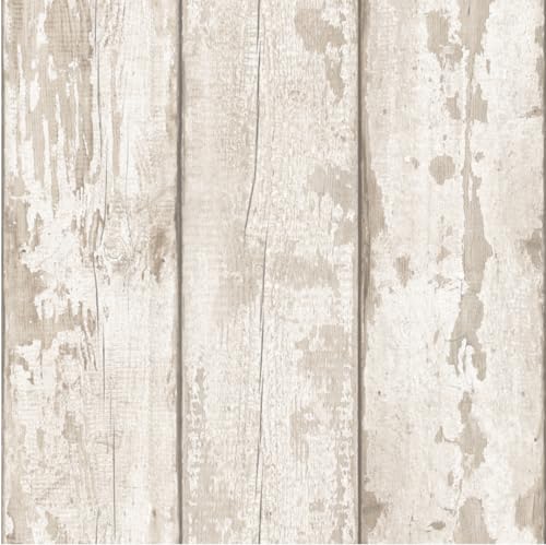 Arthouse Tapete aus gewaschenem Holz, zum Abziehen und Aufkleben, Weiß von Arthouse