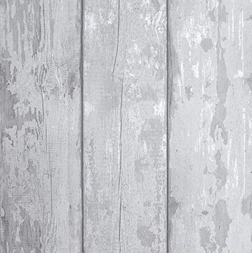 Arthouse Metallic Washed Wood Grey/Silver 908501 von Arthouse