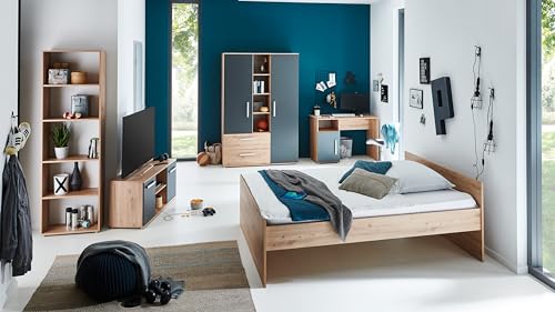 Arthur Berndt Jugendzimmer Set Alessio 5-TLG. Kleiderschrank Jugendbett 120 x 200 cm Standregal Low Board Schreibtisch von Arthur Berndt