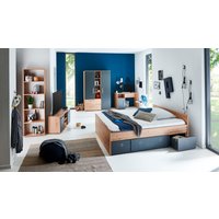 arthur berndt Jugendzimmer-Set "Alessio, Anthrazit mit Artisan Eiche Dekor, viel Stauraum", (Set, 6 tlg., Kleiderschrank, Bett mit Schubkasten, Schreibtisch, Bücherregal etc.), mit Melamin-Oberfläche von Arthur Berndt