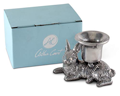 Arthur Court Kerzenhalter aus Aluminium mit Osterhasen-Motiv, ideal für den Außenbereich, 5,7 cm hoch von Arthur Court