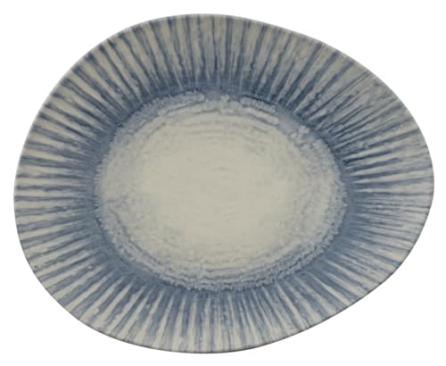 67382A08 Arthur Krupp Flacher Teller Organic Cm 31x26 Sunlight Blue Stoneware von Arthur Krupp