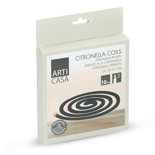 Arti Casa Citronella Räucherspirale – Natürliche Duftspiralen mit Zitronengras für Outdoor - 10er Zitronella Spiralen-Set - Ca. 7 Stunden Brenndauer - Perfekt für Camping, Garten und Balkon von Arti Casa