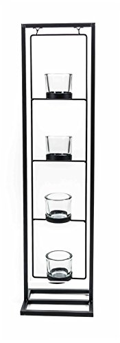 ArtiCasa Teelichthalter aus Metall, schwingend gelagert, Design puristisch, Teelichtgläser für 4 Teelichter, Höhe ca. 70 cm, schwarz von ArtiCasa