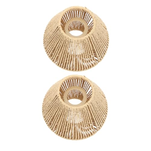 ARTIBETTER 2 Stück Handgewebte Lampenschirme aus Papierseil Vintage Boho Hängelampe Natürlicher Rattan Look Dekorative Pendelleuchten für Restaurant Teestube Hotpot Laden Sanfte Beleuchtung von Artibetter