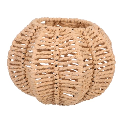 ARTIBETTER Kürbis-förmige Lampenschirm Deckenlampenschirm Geformter Lampenschirm Kürbis Laterne Lichterlampenabdeckung Gewebte Schirme Handgewebter Beige Papier von Artibetter