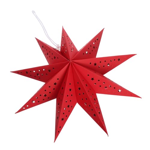 ARTIBETTER Weihnachtliche Papier-sternlaterne Rot mit Led-lichterkette Faltbarer Origami Lampenschirm Dekorative Hängelampe für Party Fest Hochzeit und Wohnraumbeleuchtung von Artibetter