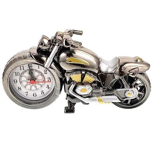 Artibetter 1 Stück Motorrad-Wecker Fahrrad-Statue Desktop-Ornamente Form Uhr Rustikaler Schreibtisch Mini-Uhr Bürotische Motorrad-Modell Uhr Kreative Nachttischuhr Büro-Wecker von Artibetter