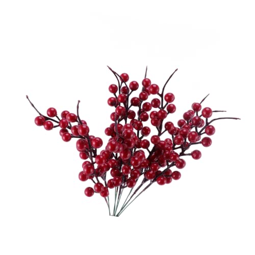 Artibetter 10st Künstliche Beeren Schreibtisch-herzstück Stechpalme Beerenstiele Künstliche Rote Beerenstiele Kunstblumen Mit Vase Beerenzweige Blumenzweig Weihnachtsbaum Plastik von Artibetter