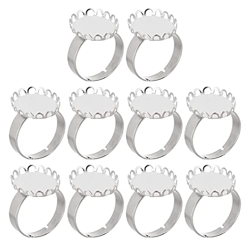 Artibetter 10 Stücke Edelstahl Ring Rohlinge Ringrohlinge Ringbasis Runde Leere Lünette Tablett Ringhalter Fingerring für Schmuckzubehör Schmuck Basteln Ergebnisse (Silber) von Artibetter