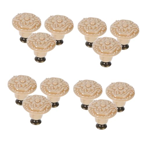 Artibetter 12 Stück Teiliges Hellgelbe Keramikschrankgriffe mit Floralem Porzellan design Single hole Schubladenknöpfe für Möbel Einfache Montage Pflegeleicht Vintage Stil für Kommode und von Artibetter