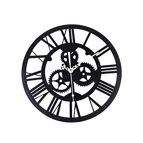Artibetter 1Pc Dekorative Wanduhren Dekorative Uhr Vintage Uhr Zahn Wanduhr Rustikale Wanduhr Wandbehang Uhr Kreative Wanduhr Retro Wanduhr Schwarz Dekorieren Ausgesetzt von Artibetter
