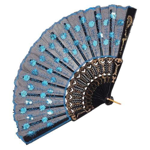 Artibetter 1Stücke Modischer Faltventilator mit Pfauenmuster Zusammenklappbarer Handfächer Exquisites Vintage Design Leicht und Praktisch für Sommer und Tanzpartys von Artibetter