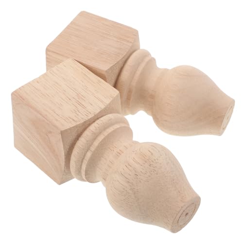 Artibetter 2 Stück Holzfüße für Möbel Geschnitzte Quadratische Naturbelassene Tisch Sofabeine Stabile Vielseitige Ersatzmöbelfüße für Sofa Schrank Kommode und Bett Einfache Montage von Artibetter