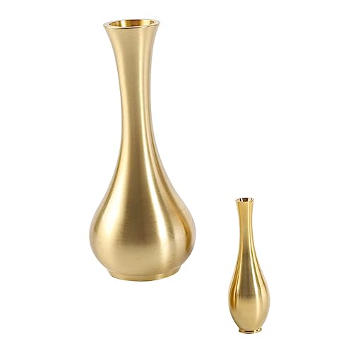 Artibetter 2st Vase Aus Messing Bodenvase Blumenrohr Aus Metall Kleine Vase Vasen Mini- Knospe Vase Aus Metall Handgefertigter Blumenbehälter Goldkegelvase Jahrgang Schild Getrocknete Blumen von Artibetter