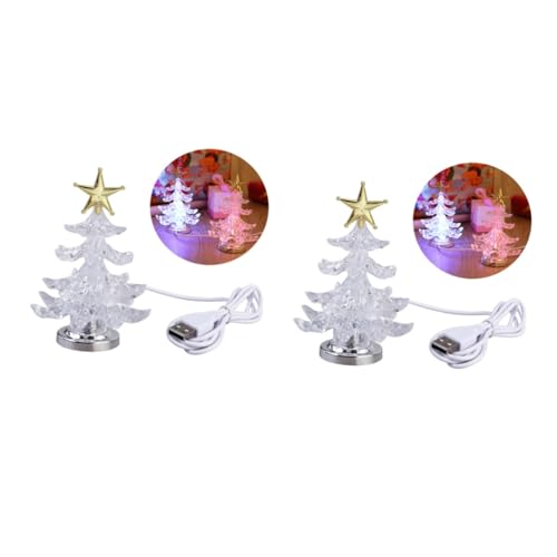 Artibetter 2stücke Titel Usb Weihnachtsbaum Nachtlicht Farbwechselnde Tischlampe Aus Klarem Für Kinderzimmer Wohnzimmer Und Weihnachtsdekoration Goldene Baumspitze von Artibetter