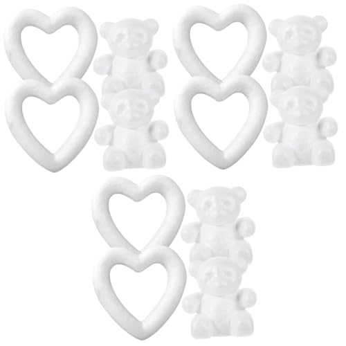 Artibetter 3 Sätze Schaummodell Bear Peach Heart Schaumstoffe Tragen Unvollendetes Schaumstoffhandwerk Klein Geformt Schaumform Tragen Bärenförmiges Handwerk Schäume Handwerk Weiß 4 Stück * 3 von Artibetter