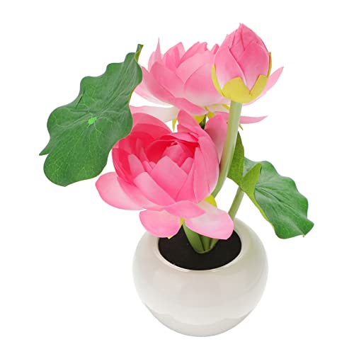 Artibetter 3St Lotus Topflicht Akku-Tischlampen Dekoration Batterienacht Schreibtischlampe Wohnkultur dekorative Lampe LED-Licht Haushalt Nachtlicht Blumen schmücken Kind Keramik von Artibetter