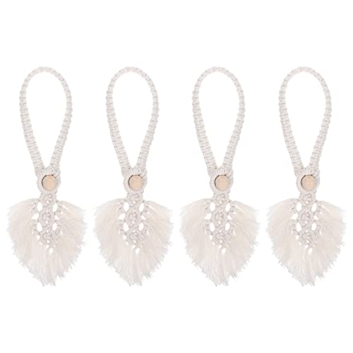 Artibetter 4 Pack- Vorhang Tiebacks Boho Handgefertigte Vorhang Holdbacks mit Quasten- Bauernhause- Vorhang Dekorative Holdbacks für Drapery Terrasse Beige von Artibetter