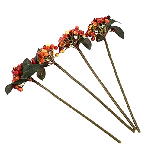 Artibetter 4 STK. Teiliges Realistische Beerenzweige in Rot Orange Biegsame Lebensechte DIY Weihnachtsdeko für Vase Vielseitige Naturgetreue Kunstbeerenzweige Geruchsneutral und Langlebig von Artibetter