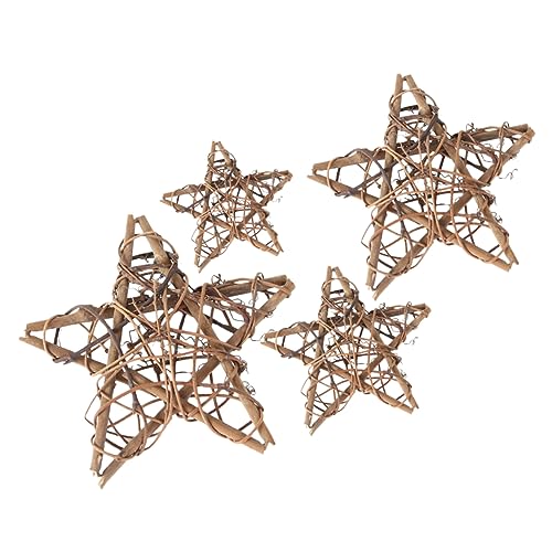 Artibetter 4 Stück Rattan-Ornamente Für Hochzeiten Stern Weinrebe Kranz Pentagramm Zweig Rattan Türgirlande Aus Rattan Kranzbasis Aus Natürlichem Rattan Zweig Stern Vase Traube Mori-Abteilung von Artibetter