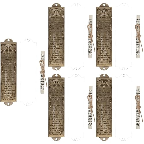 Artibetter Tür Hängende Dekoration 5 Sets Mesusa Mit Rolltür Jüdische Mizwa-Tür Mesusa-Etui Metall-Mesusa-Plakette Jüdische Geschenke Hanukkah-Geschenke Einweihungssegen-Geschenk von Artibetter