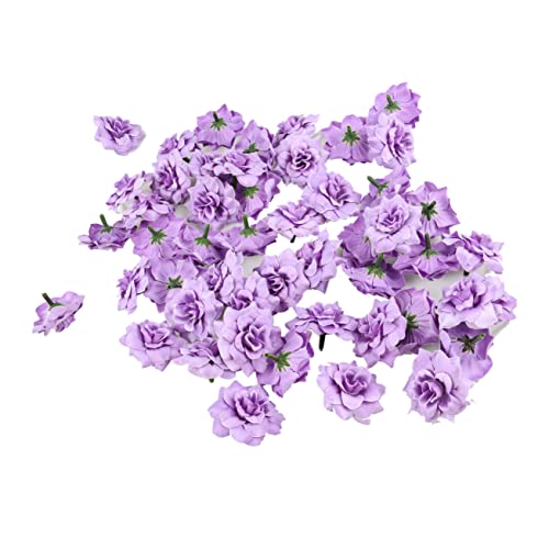 Artibetter 50 Stück Seidenblumen Zum Basteln Gefälschte Rosenköpfe Zur Dekoration Golddekor Trimmen Seidenrosen Miniblumen Zum Basteln Simulation Rosenblüten Kanten Künstliche Blumen Violett von Artibetter