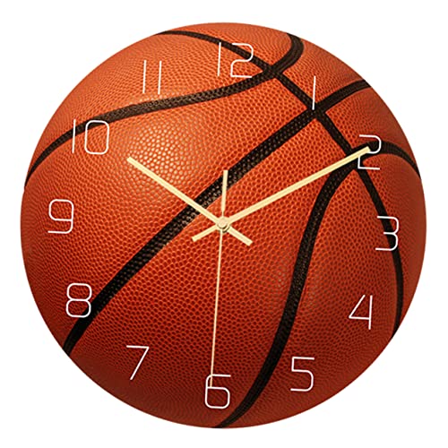 Artibetter Vintage-Wanduhr Ball-Design-Wanduhr Retro-Dekor Retro-Wanduhr Basketball-Dekor Kinderzimmer-Dekor Kinderzimmer-Dekor Heim-Kunst-Wanduhr Stille Wanduhr Fußball-Uhrwerk 3D von Artibetter