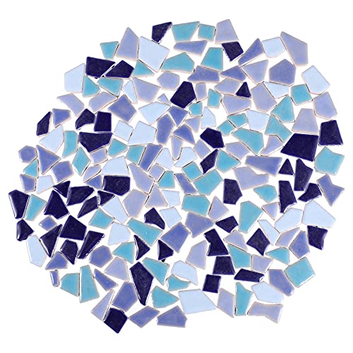 Artibetter Gebrochen Mosaik Fliesen Mosaikfliesen Keramik Unregelmäßig Mosaikstein Bunt Mosaikstücke für DIY Basteln Wand Blumentopf Vasen Bilderrahmen Spiegel Deko 200g Blau Gemischte Mosaik von Artibetter