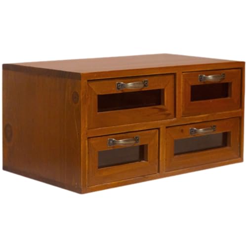 Artibetter Vintage Schreibtisch Organizer aus Holz mit 4 Schubladen Aufbewahrungsbox für Büro und Schlafzimmer Handgefertigt und Praktisch von Artibetter