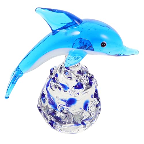 Artibetter Kleine Delphinverzierung Mundgeblasenes -Delphin-Statue Delphin Blauem Statuen Von Meerestieren Blaue Meerestierstatuen Delfindekoration Delfinfigur Kunst Haushalt Glas Geschenk von Artibetter