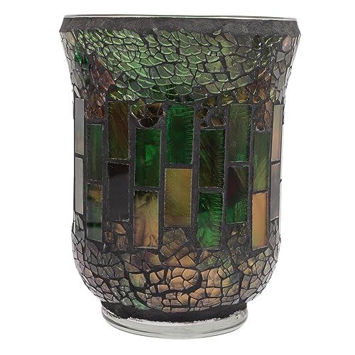 Artibetter Mosaik-Kerzenhalter Heimdekoration Schreibtischaufsatz Heimdekoration Glas-Kerzenständer Mosaik-Kerzenhalter Vintage-Dekor Glas Grüne Tischdekoration Kerzenständer Für Kerzenhalter von Artibetter