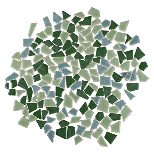 Artibetter Mosaikfliesen Keramik Unregelmäßig Mosaikstein Bunt Mosaikstücke für DIY Basteln Wand Blumentopf Vasen Bilderrahmen Spiegel Deko 200g Grün von Artibetter